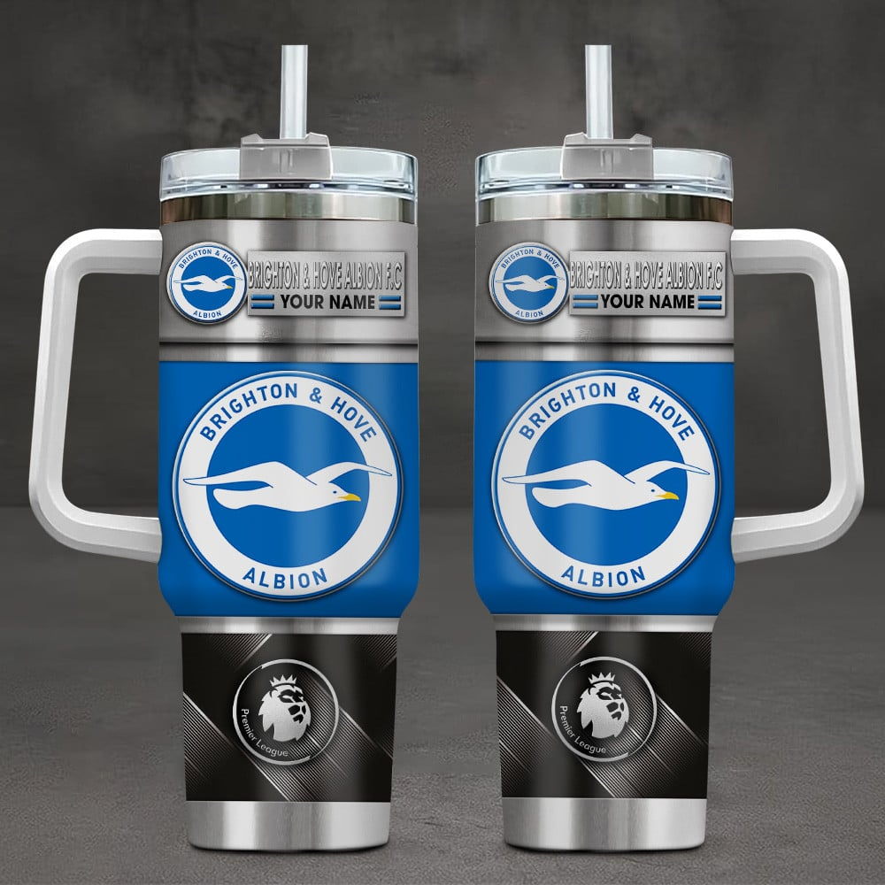 Brighton & Hove Albion F.C EPL Custom Stanley Quencher 40oz Stainless Steel Tumbler With Handle