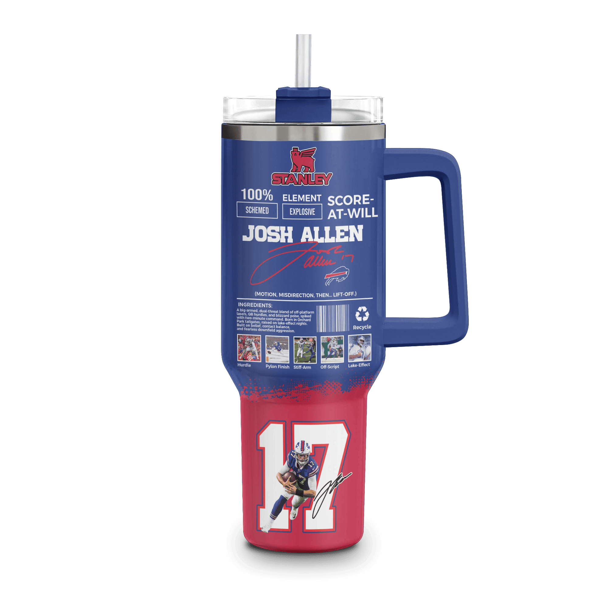 Buffalo Bills NFL Custom Stanley Quencher 40oz Stainless Steel Tumbler With Handle