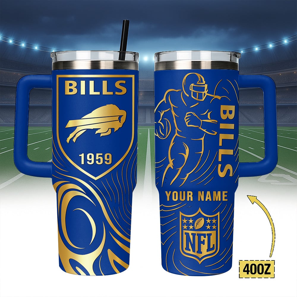 Buffalo Bills NFL Custom Stanley Quencher 40oz Stainless Steel Tumbler With Handle