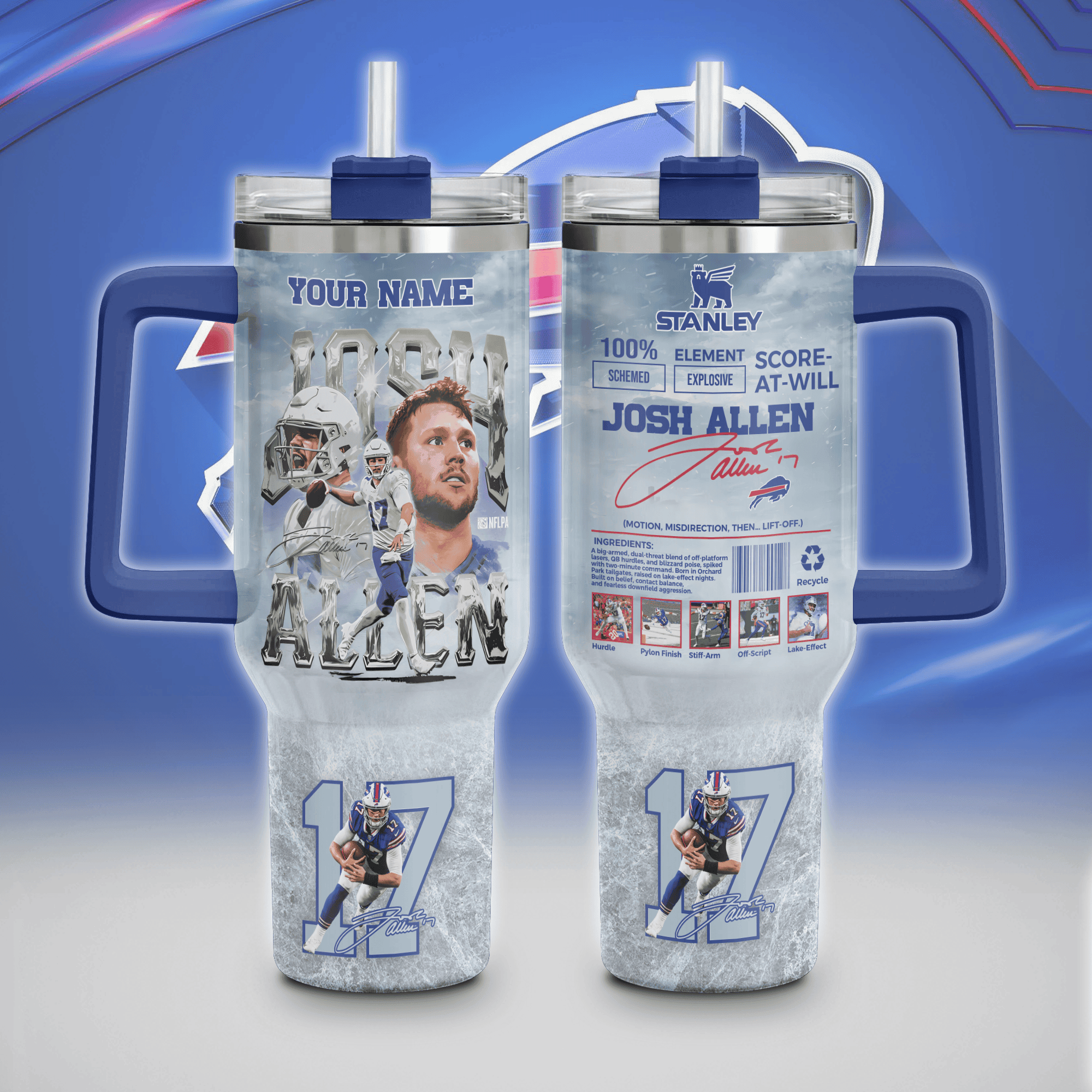 Buffalo Bills NFL Custom Stanley Quencher 40oz Stainless Steel Tumbler With Handle