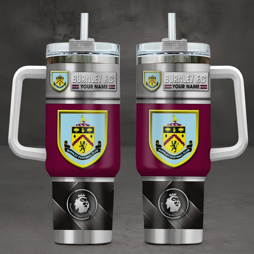 Burnley F.C,  Custom Stanley Quencher 40oz Stainless Steel Tumbler With Handle
