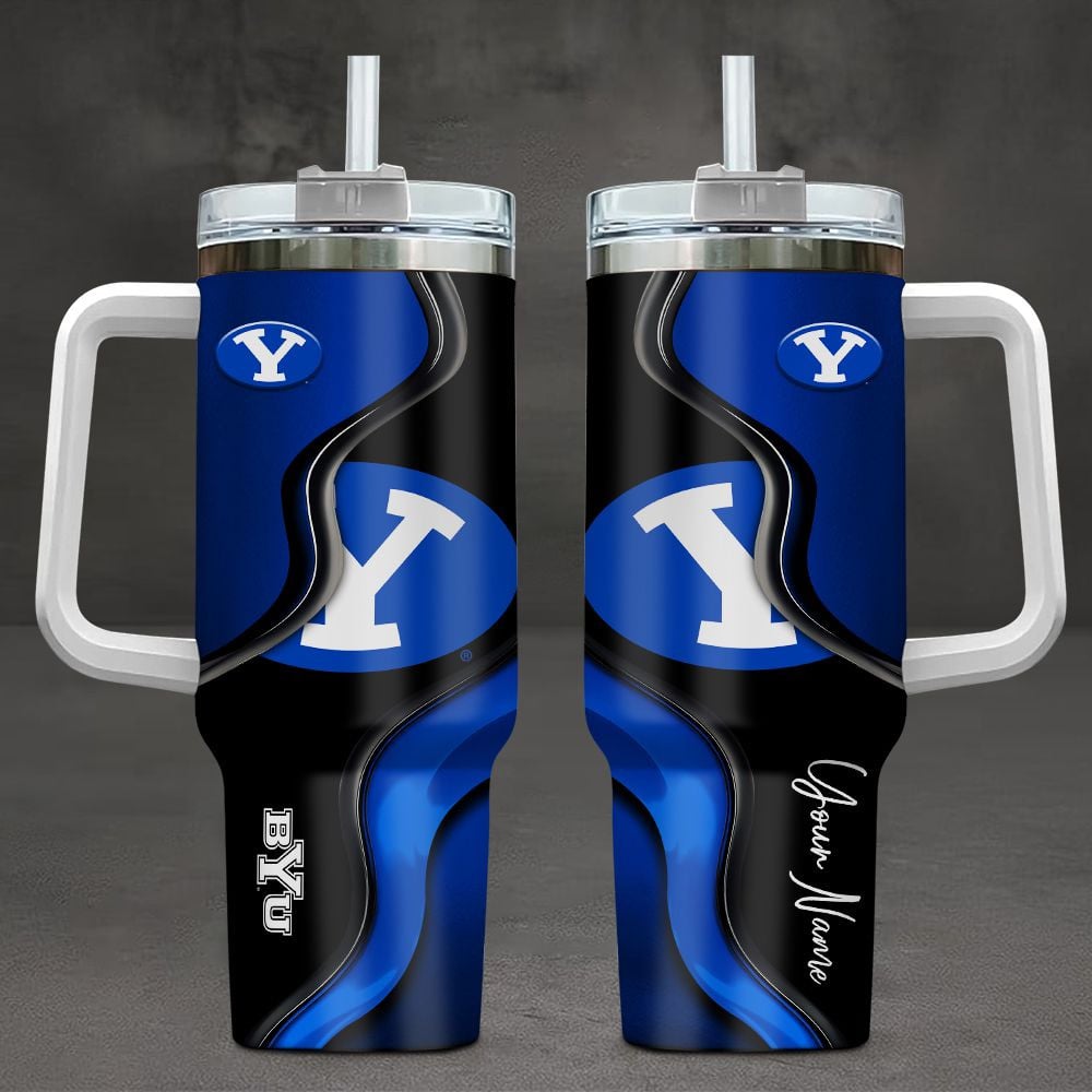 BYU Cougars NCAA Custom Stanley Quencher 40oz Stainless Steel Tumbler With Handle