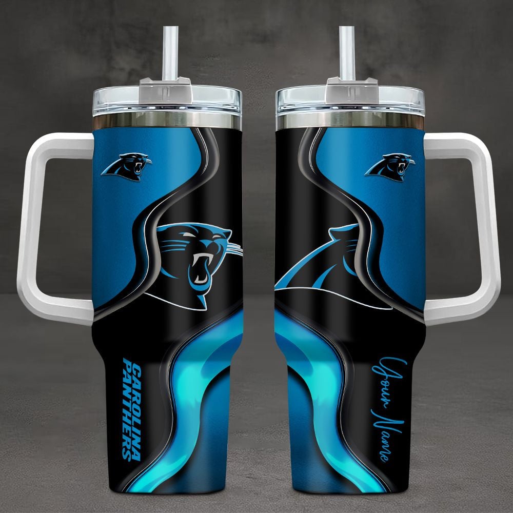 Carolina Panthers NFL Custom Stanley Quencher 40oz Stainless Steel Tumbler With Handle