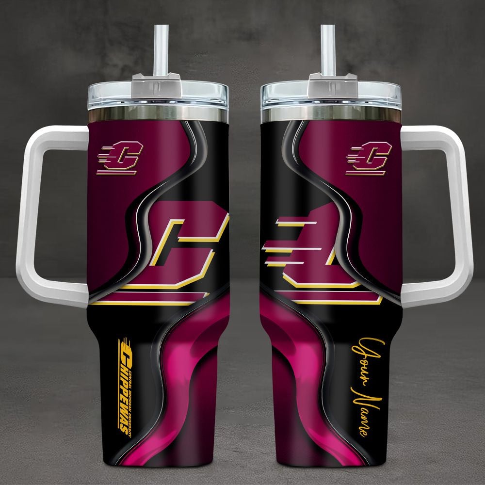 Central Michigan Chippewas NCAA Custom Stanley Quencher 40oz Stainless Steel Tumbler With Handle