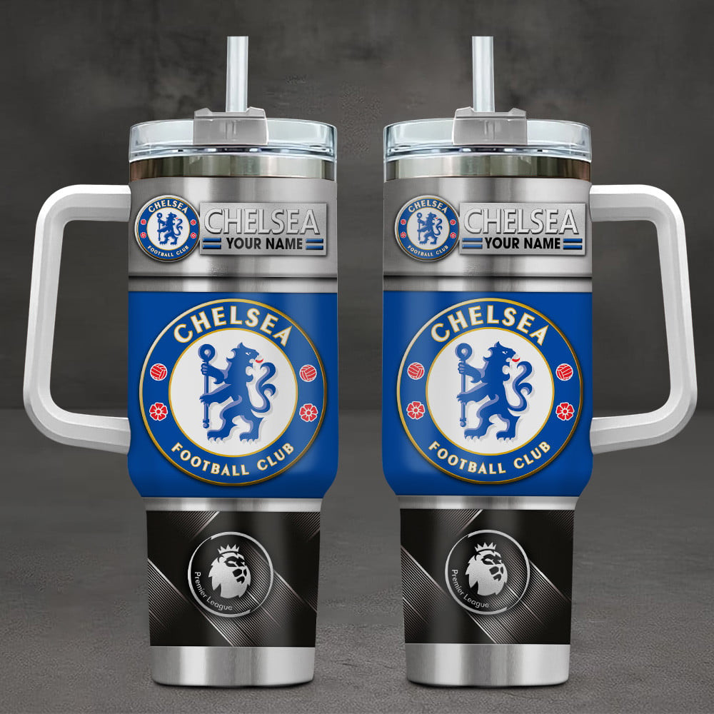 Chelsea F.C. EPL Custom Stanley Quencher 40oz Stainless Steel Tumbler With Handle