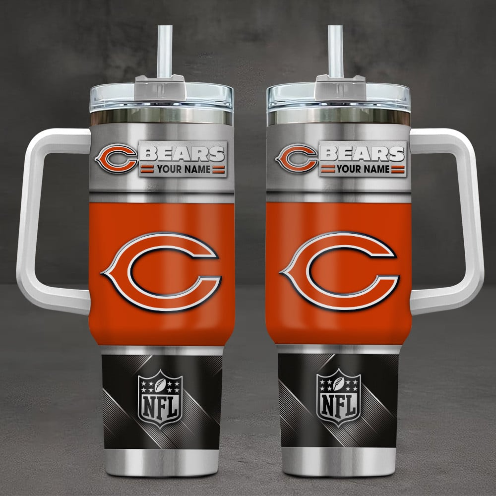 Chicago Bears NFL Custom Stanley Quencher 40oz Stainless Steel Tumbler With Handle