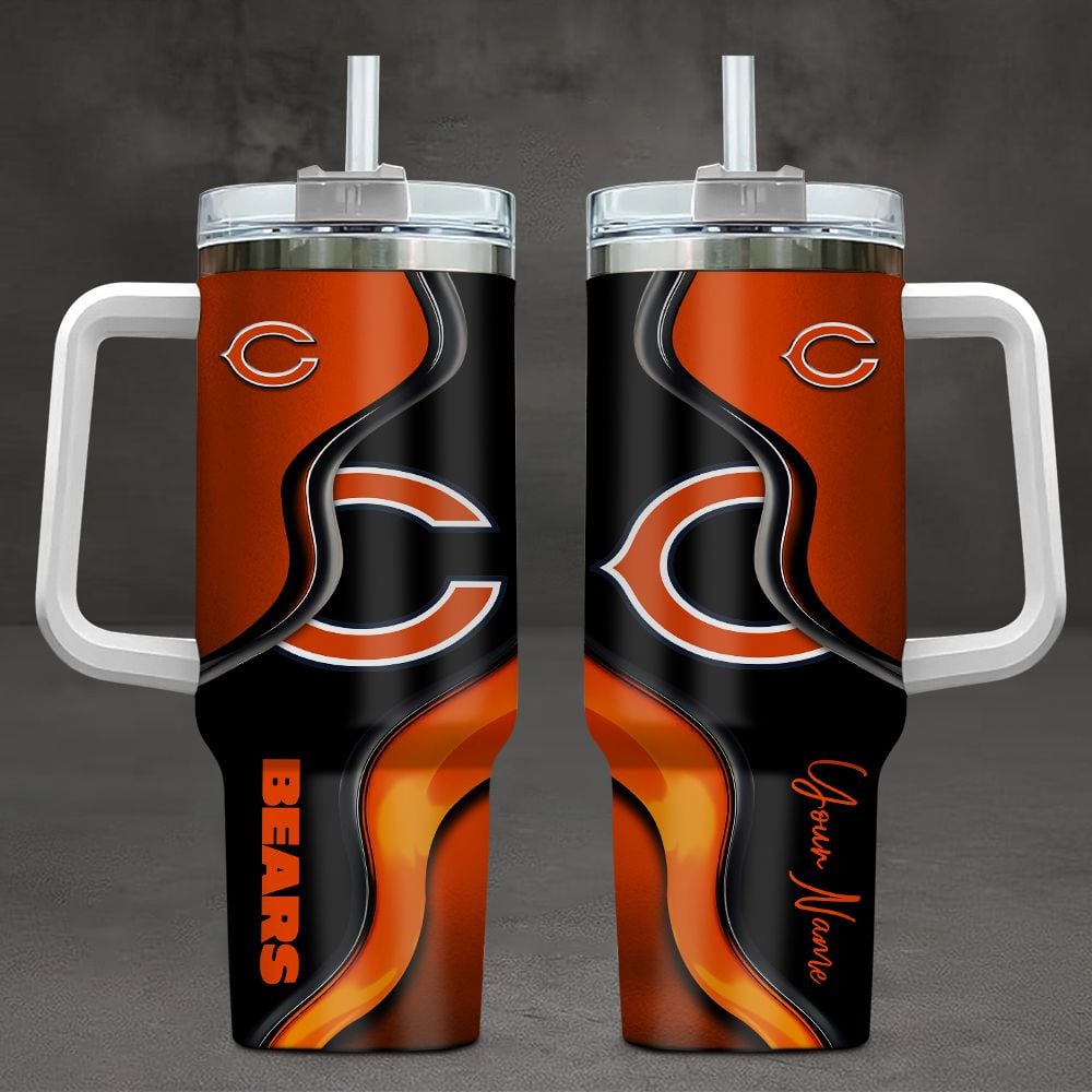 Chicago Bears NFL Custom Stanley Quencher 40oz Stainless Steel Tumbler With Handle