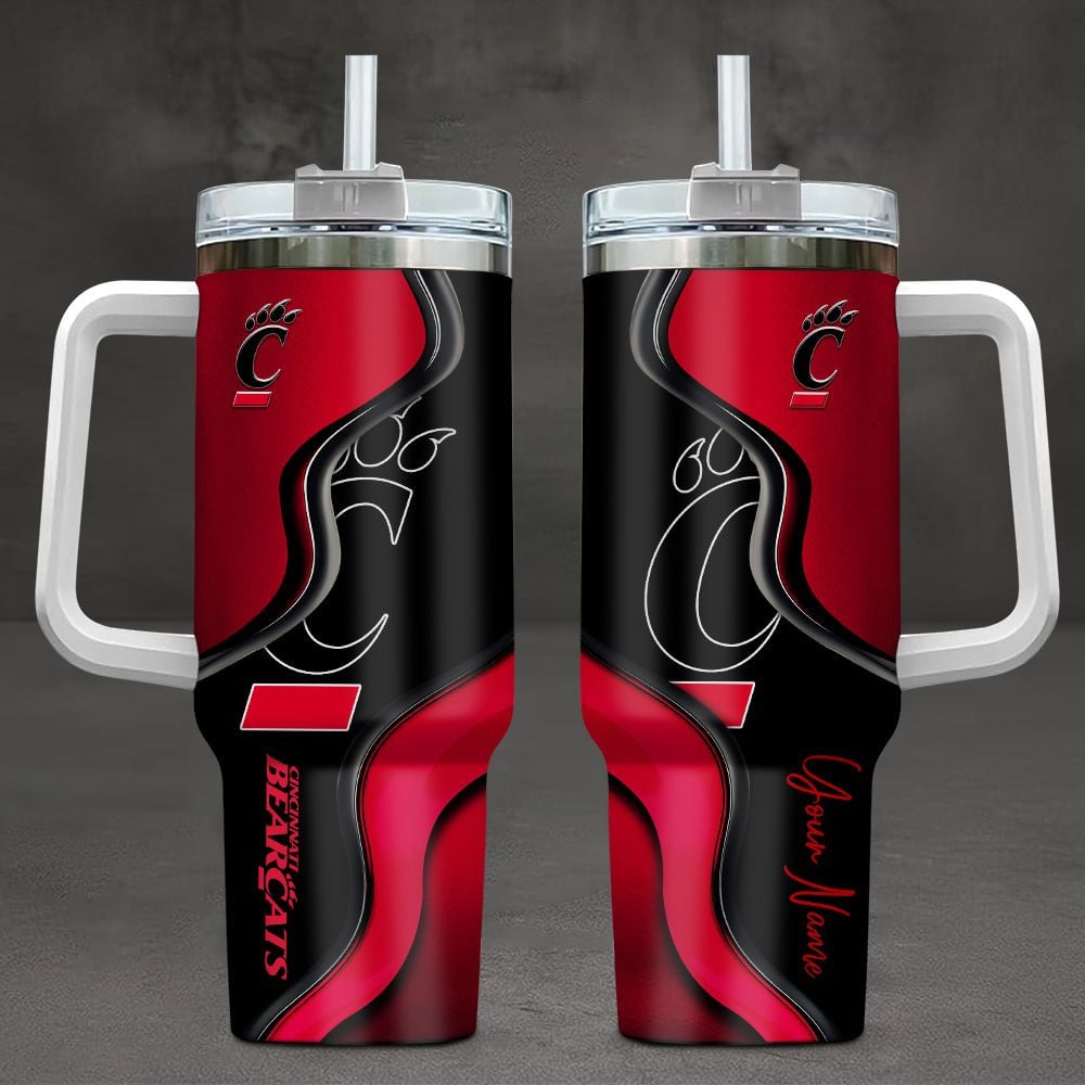 Cincinnati Bearcats NCAA Custom Stanley Quencher 40oz Stainless Steel Tumbler With Handle