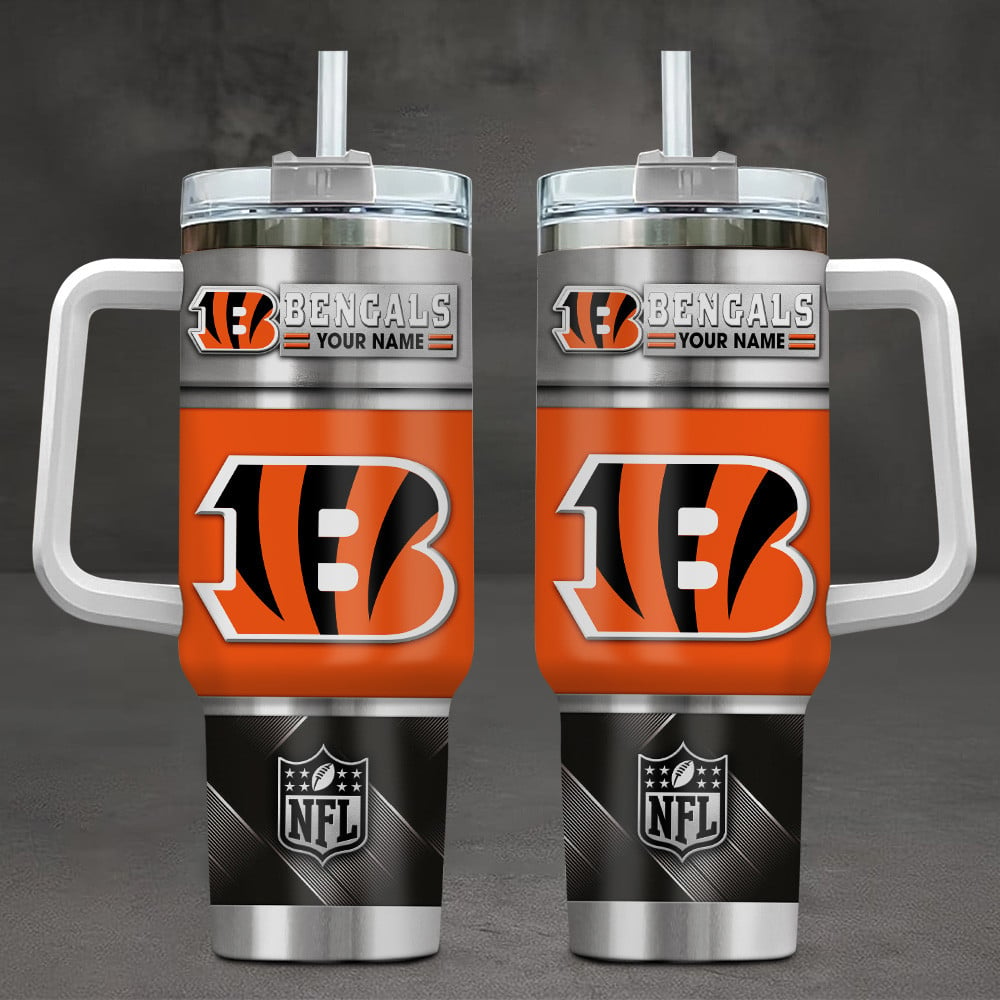 Cincinnati Bengals NFL Custom Stanley Quencher 40oz Stainless Steel Tumbler With Handle