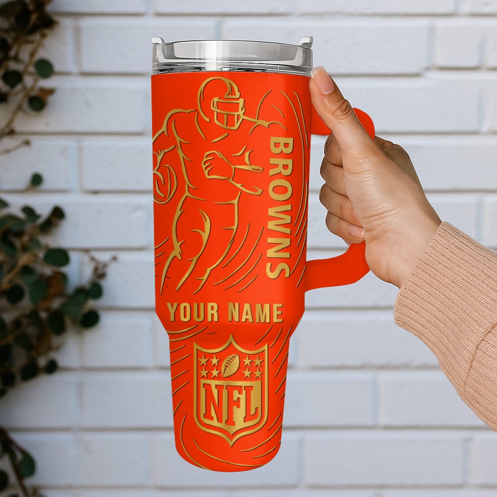 Cleveland Browns NFL Custom Stanley Quencher 40oz Stainless Steel Tumbler With Handle