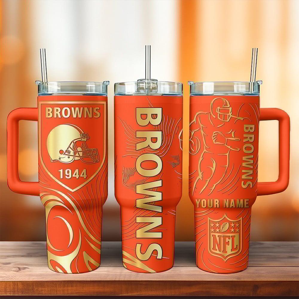 Cleveland Browns NFL Custom Stanley Quencher 40oz Stainless Steel Tumbler With Handle