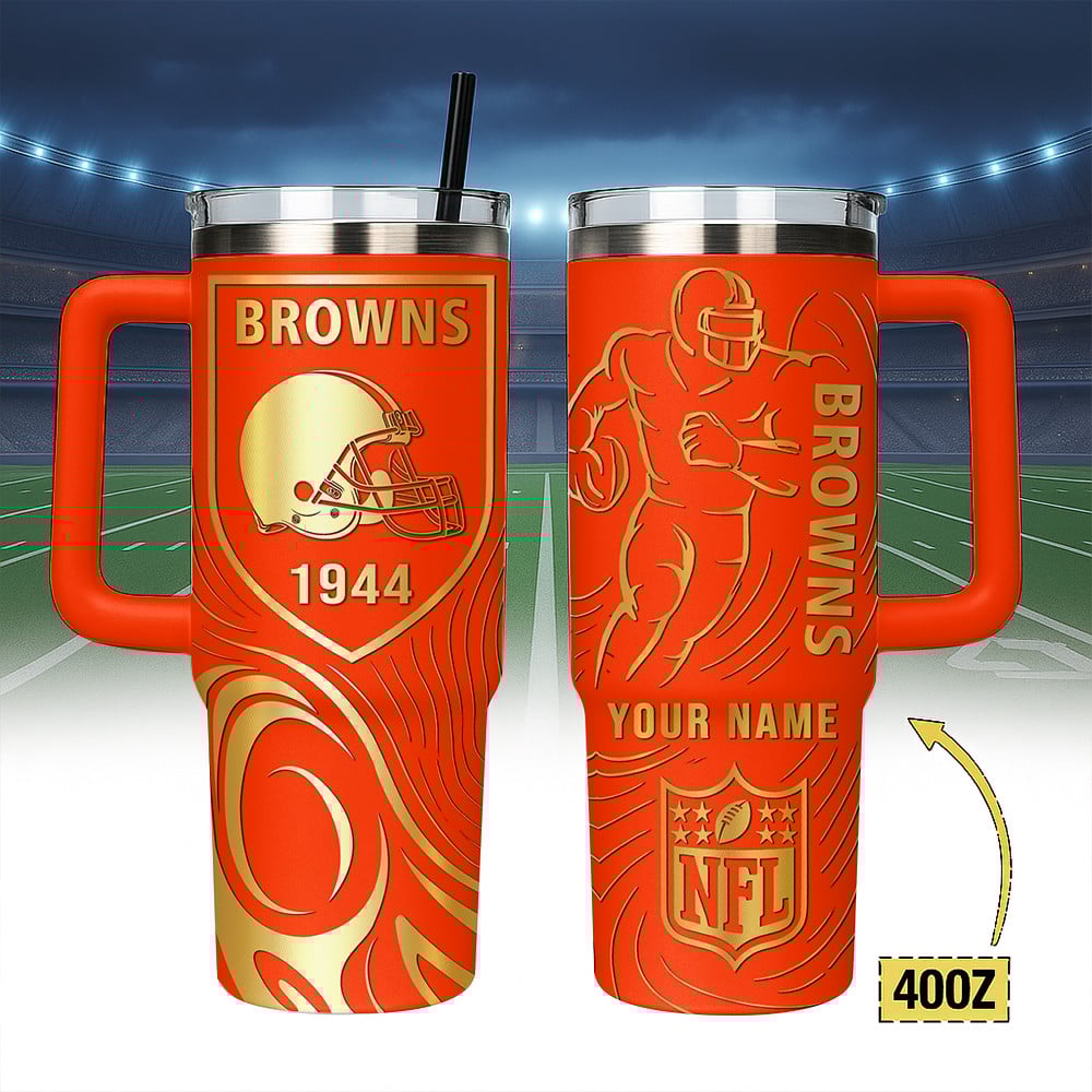 Cleveland Browns NFL Custom Stanley Quencher 40oz Stainless Steel Tumbler With Handle