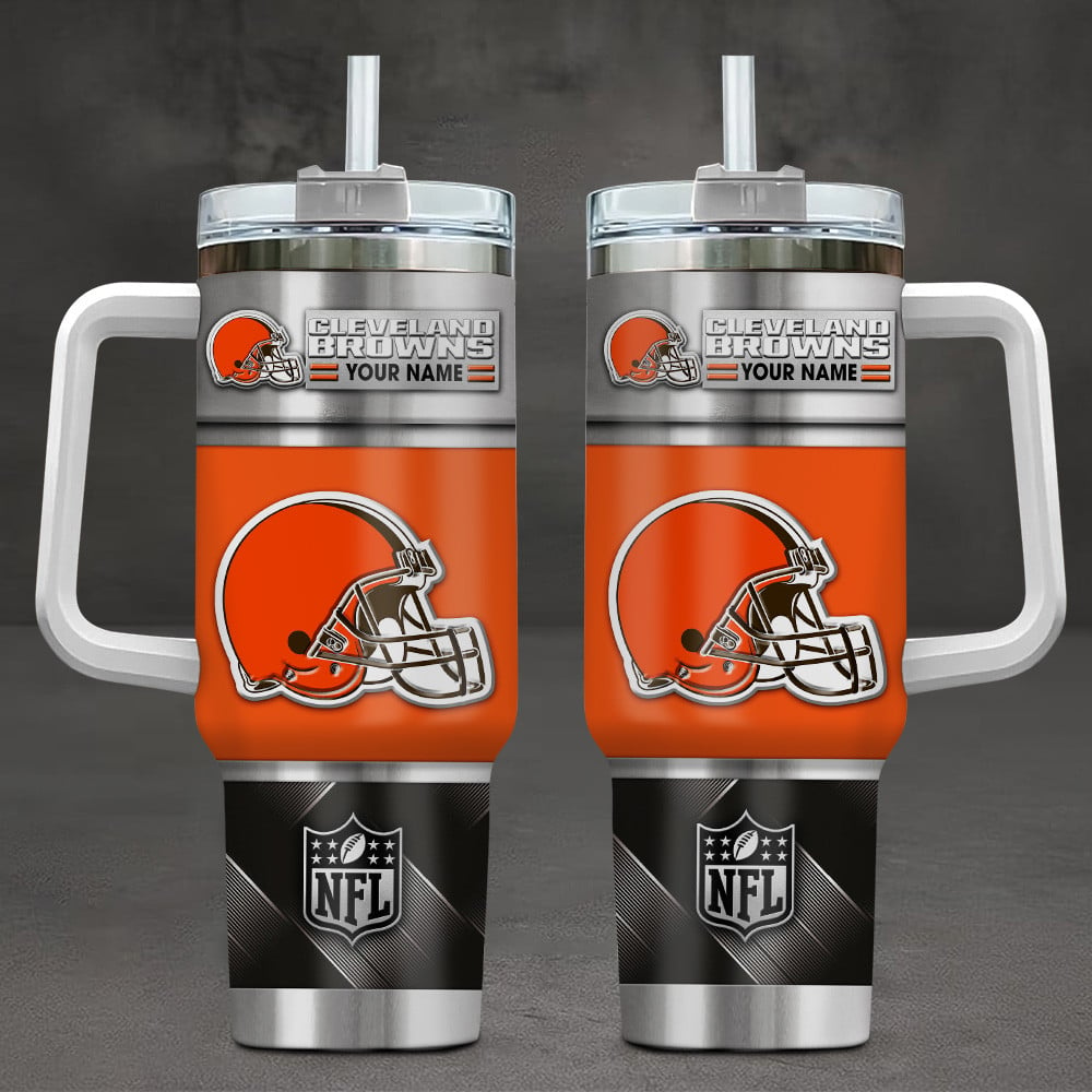 Cleveland Browns NFL Custom Stanley Quencher 40oz Stainless Steel Tumbler With Handle