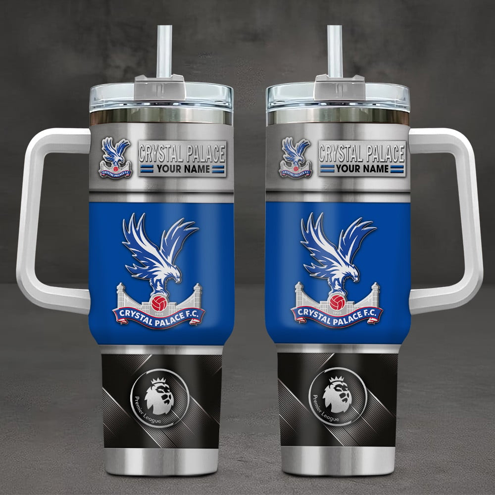 Crystal Palace F.C EPL Custom Stanley Quencher 40oz Stainless Steel Tumbler With Handle