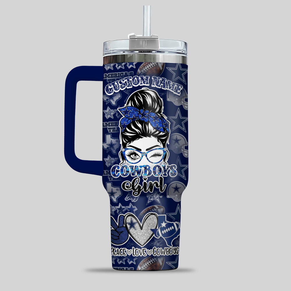 Dallas Cowboys NFL Custom Stanley Quencher 40oz Stainless Steel Tumbler With Handle