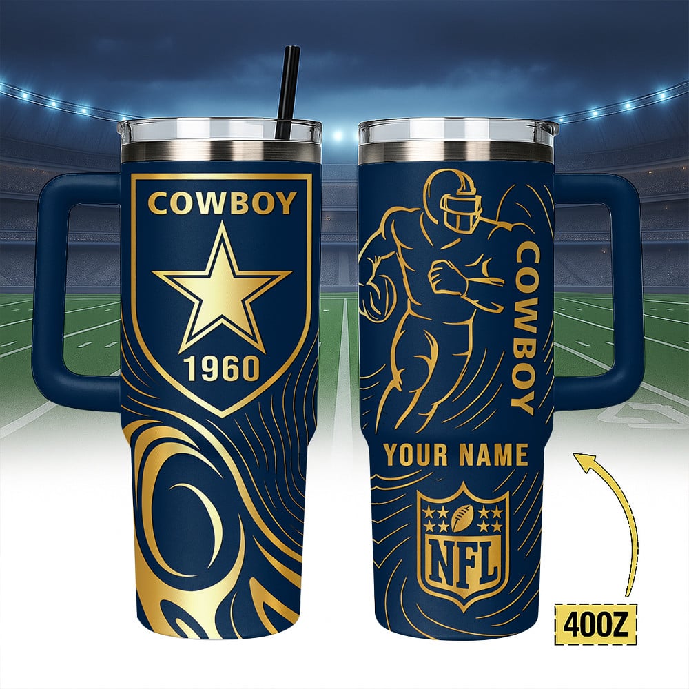 Dallas Cowboys NFL Custom Stanley Quencher 40oz Stainless Steel Tumbler With Handle