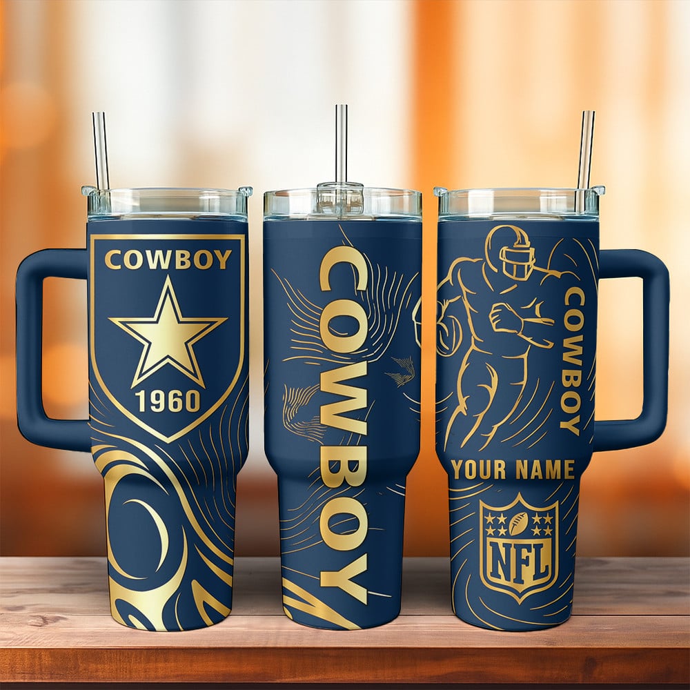 Dallas Cowboys NFL Custom Stanley Quencher 40oz Stainless Steel Tumbler With Handle
