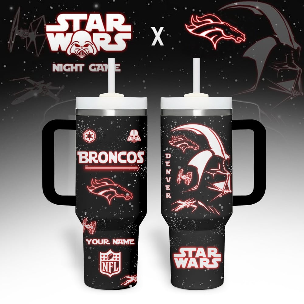 Denver Broncos NFL Custom Stanley Quencher 40oz Stainless Steel Tumbler With Handle