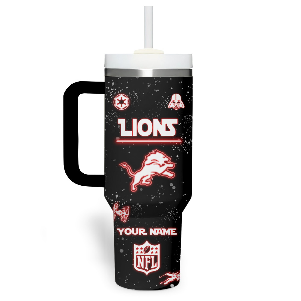 Detroit Lions NFL Custom Stanley Quencher 40oz Stainless Steel Tumbler With Handle