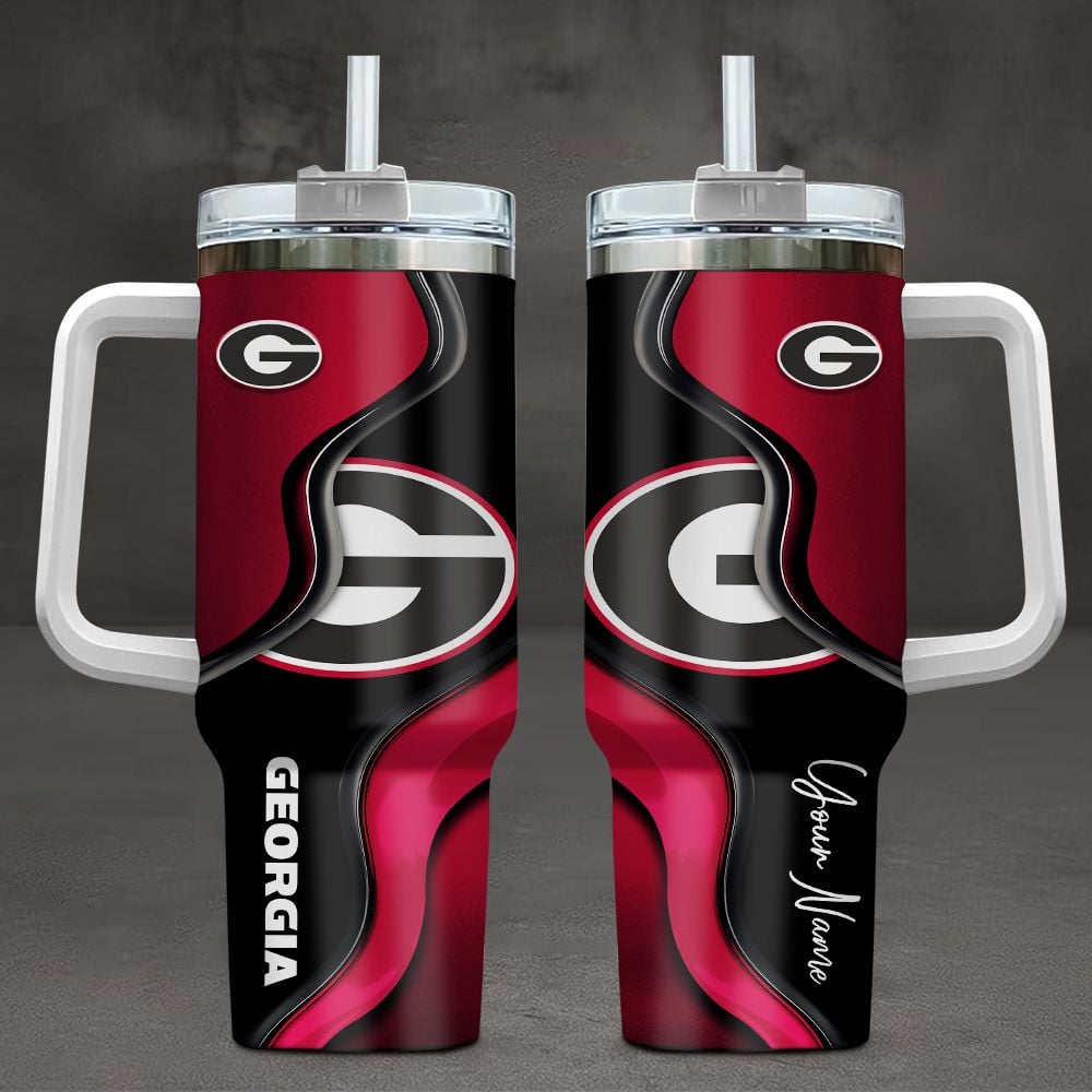 Georgia Bulldogs NCAA Custom Stanley Quencher 40oz Stainless Steel Tumbler With Handle