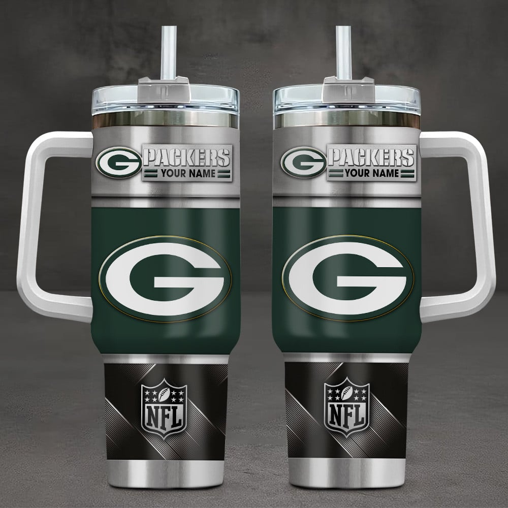 Green Bay Packers NFL Custom Stanley Quencher 40oz Stainless Steel Tumbler With Handle