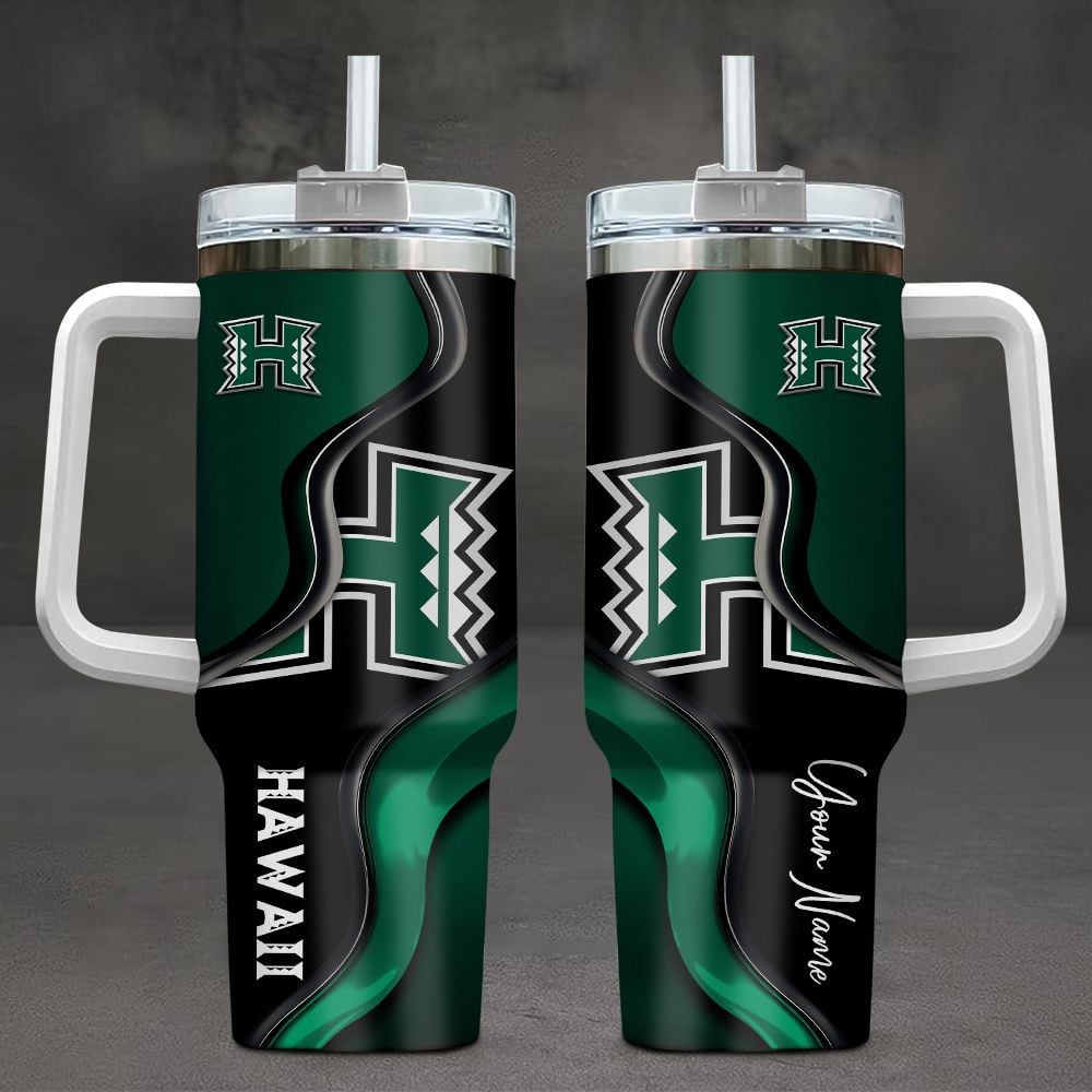 Hawaii Rainbow Warriors NCAA Custom Stanley Quencher 40oz Stainless Steel Tumbler With Handle