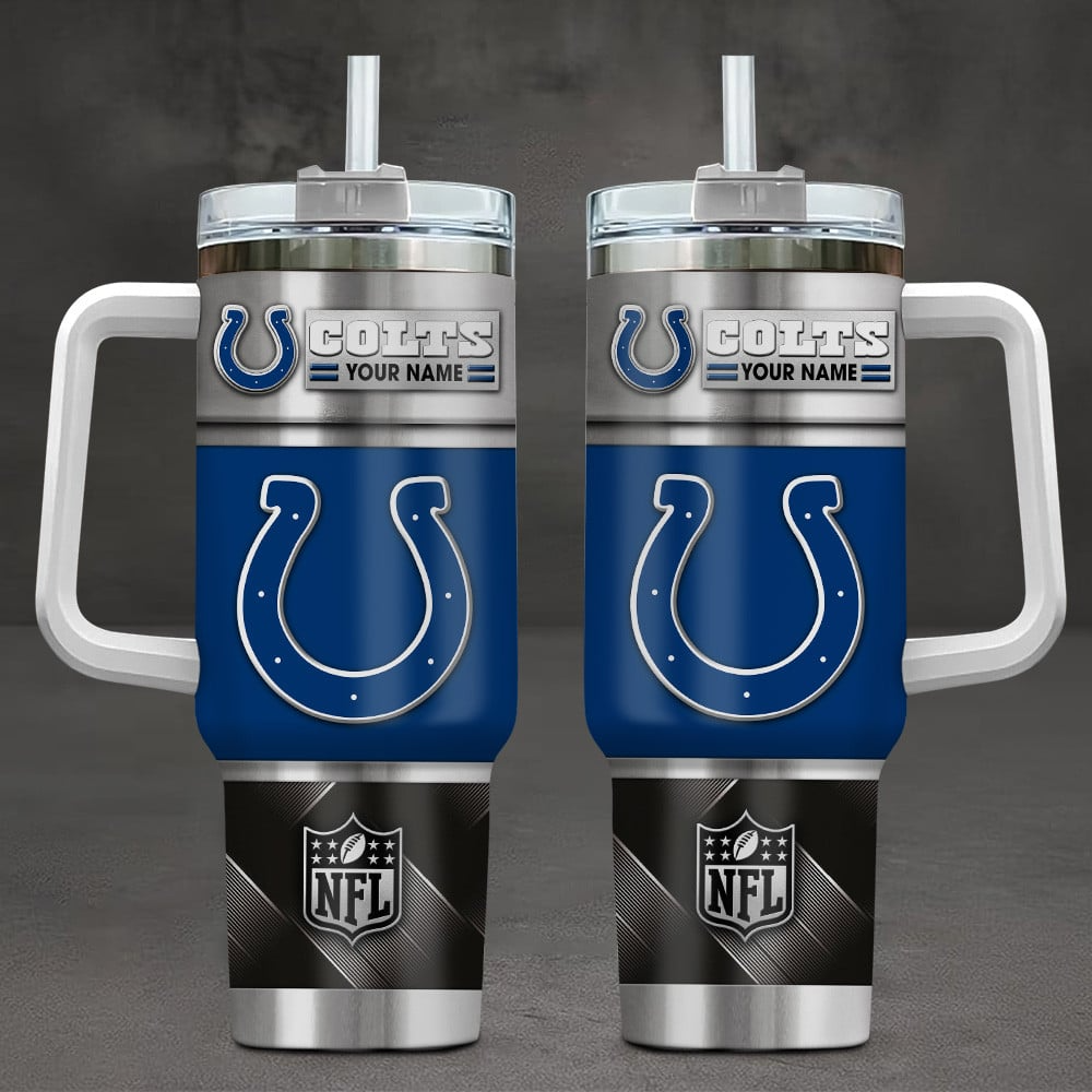 Indianapolis Colts NFL Custom Stanley Quencher 40oz Stainless Steel Tumbler With Handle