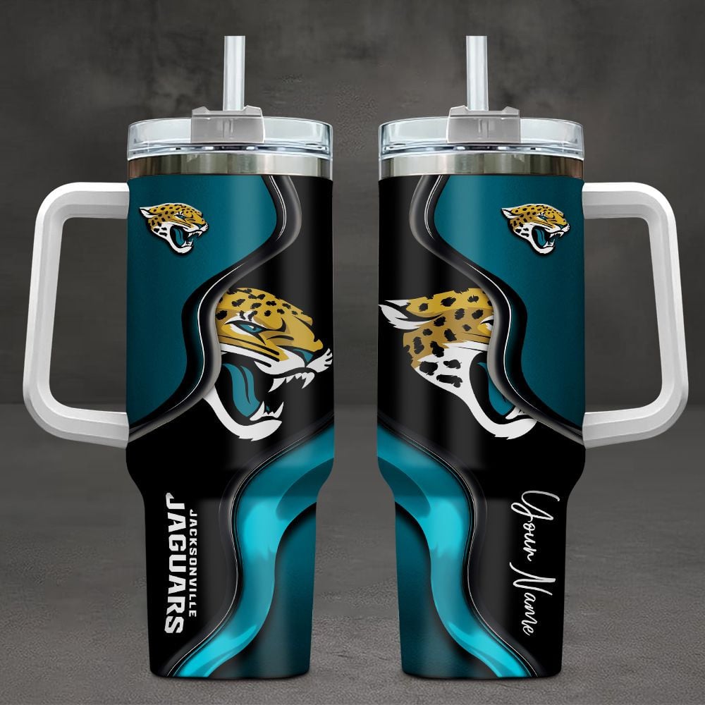 Jacksonville Jaguars NFL Custom Stanley Quencher 40oz Stainless Steel Tumbler With Handle