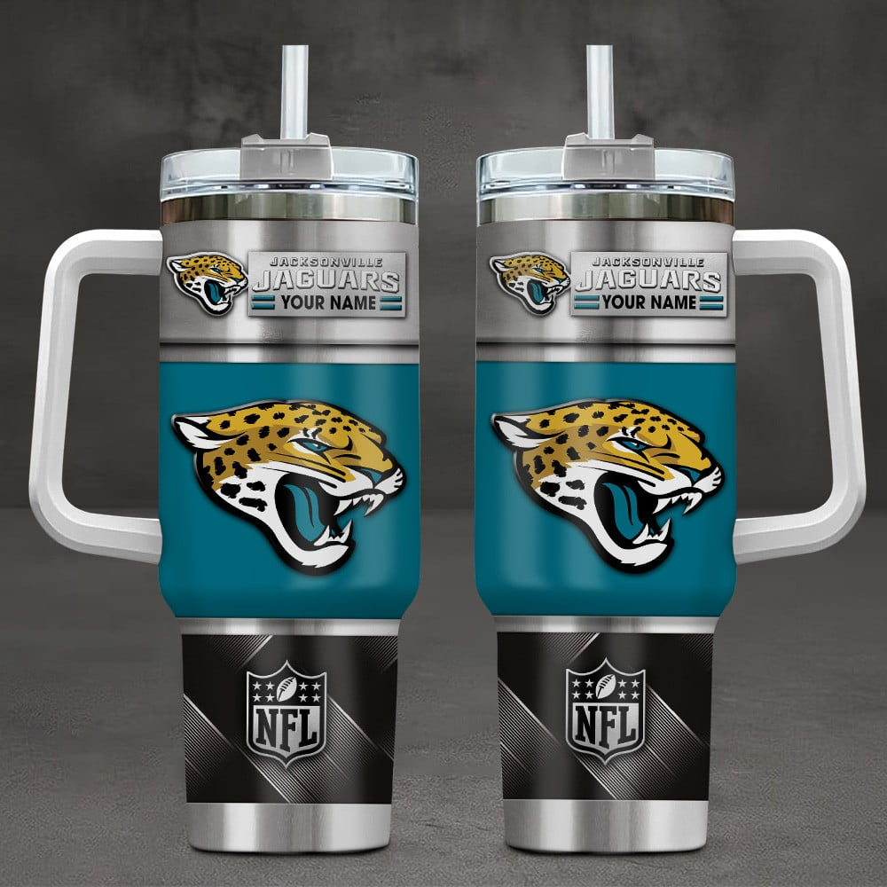 Jacksonville Jaguars NFL Custom Stanley Quencher 40oz Stainless Steel Tumbler With Handle