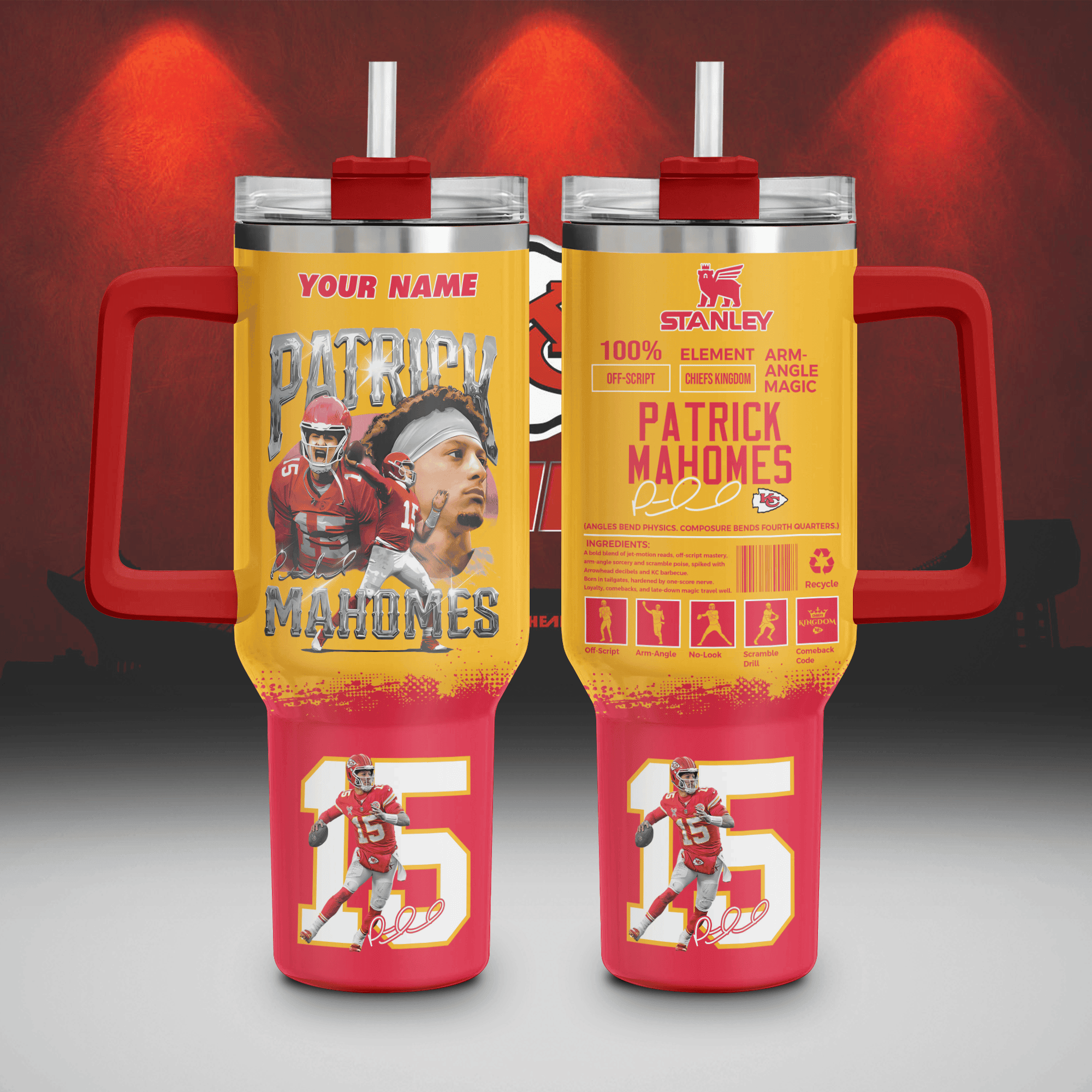 Kansas City Chiefs NFL Custom Stanley Quencher 40oz Stainless Steel Tumbler With Handle