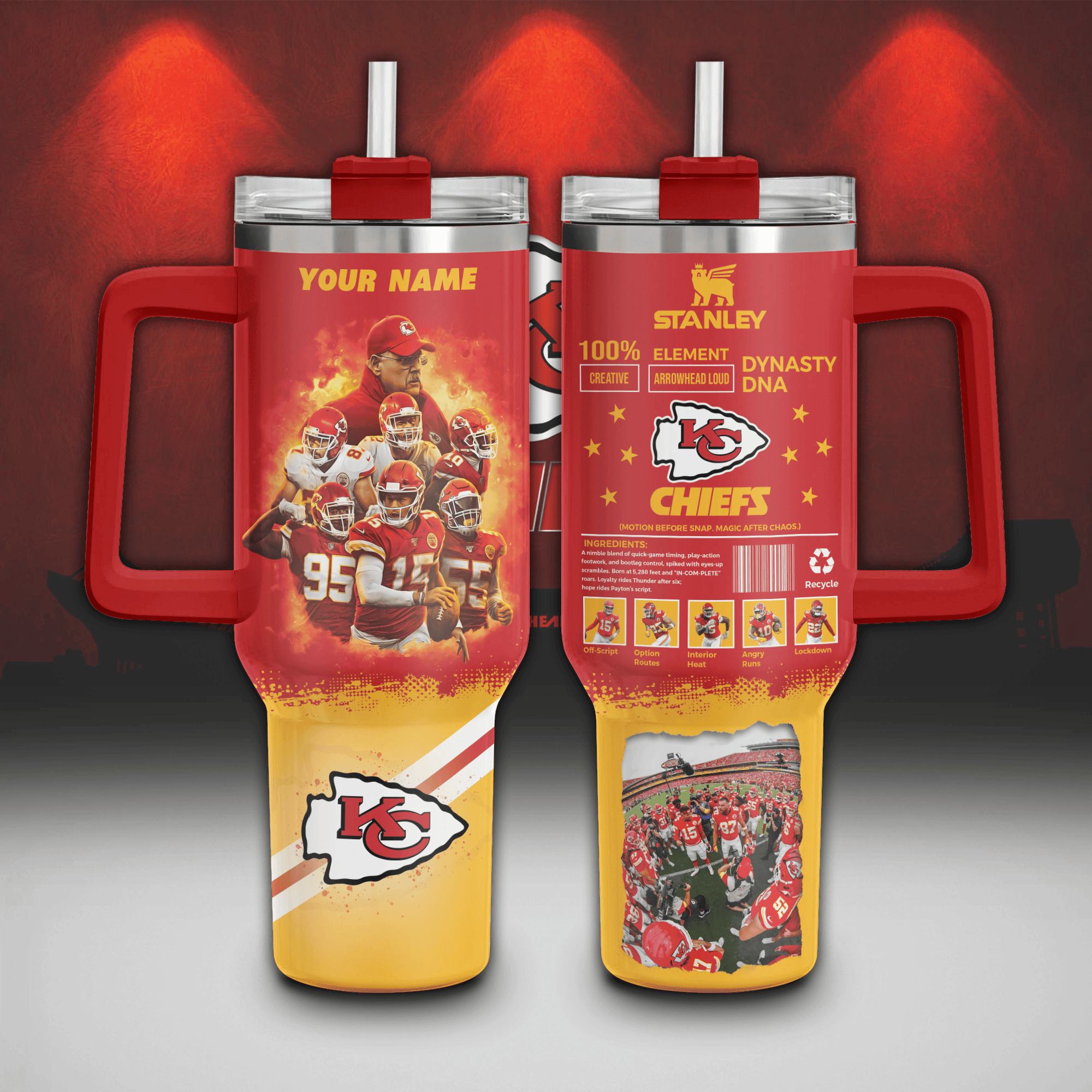 Kansas City Chiefs NFL Custom Stanley Quencher 40oz Stainless Steel Tumbler With Handle