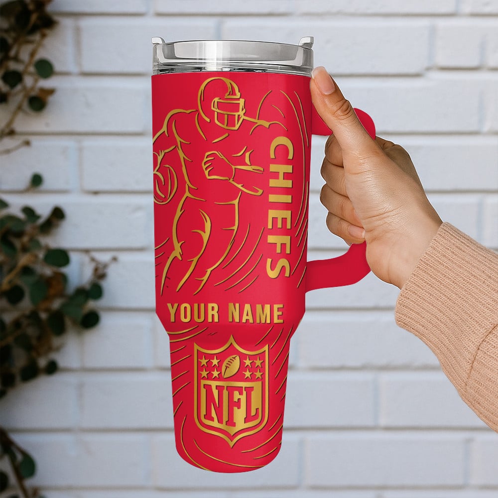 Kansas City Chiefs NFL Custom Stanley Quencher 40oz Stainless Steel Tumbler With Handle