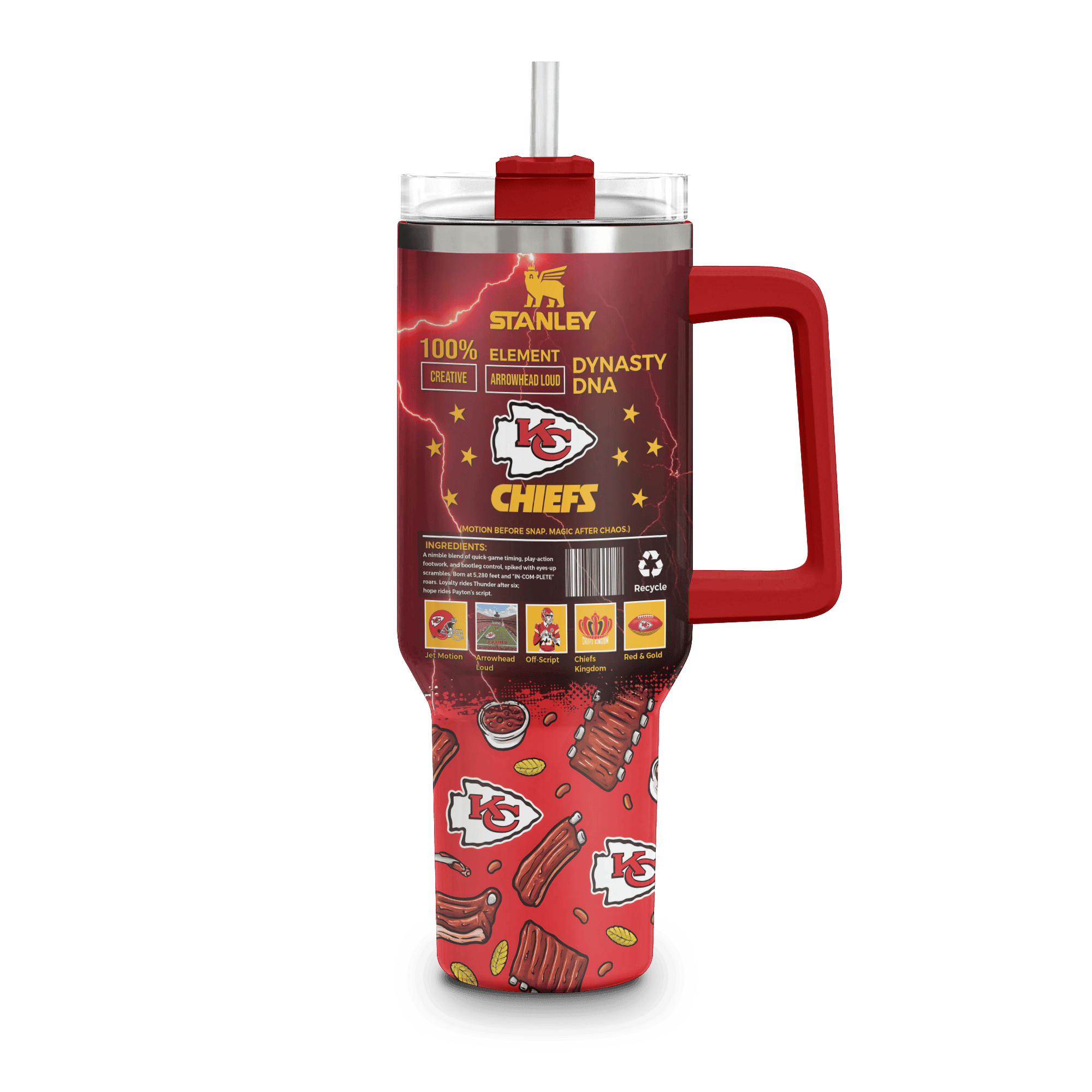 Kansas City Chiefs NFL Custom Stanley Quencher 40oz Stainless Steel Tumbler With Handle