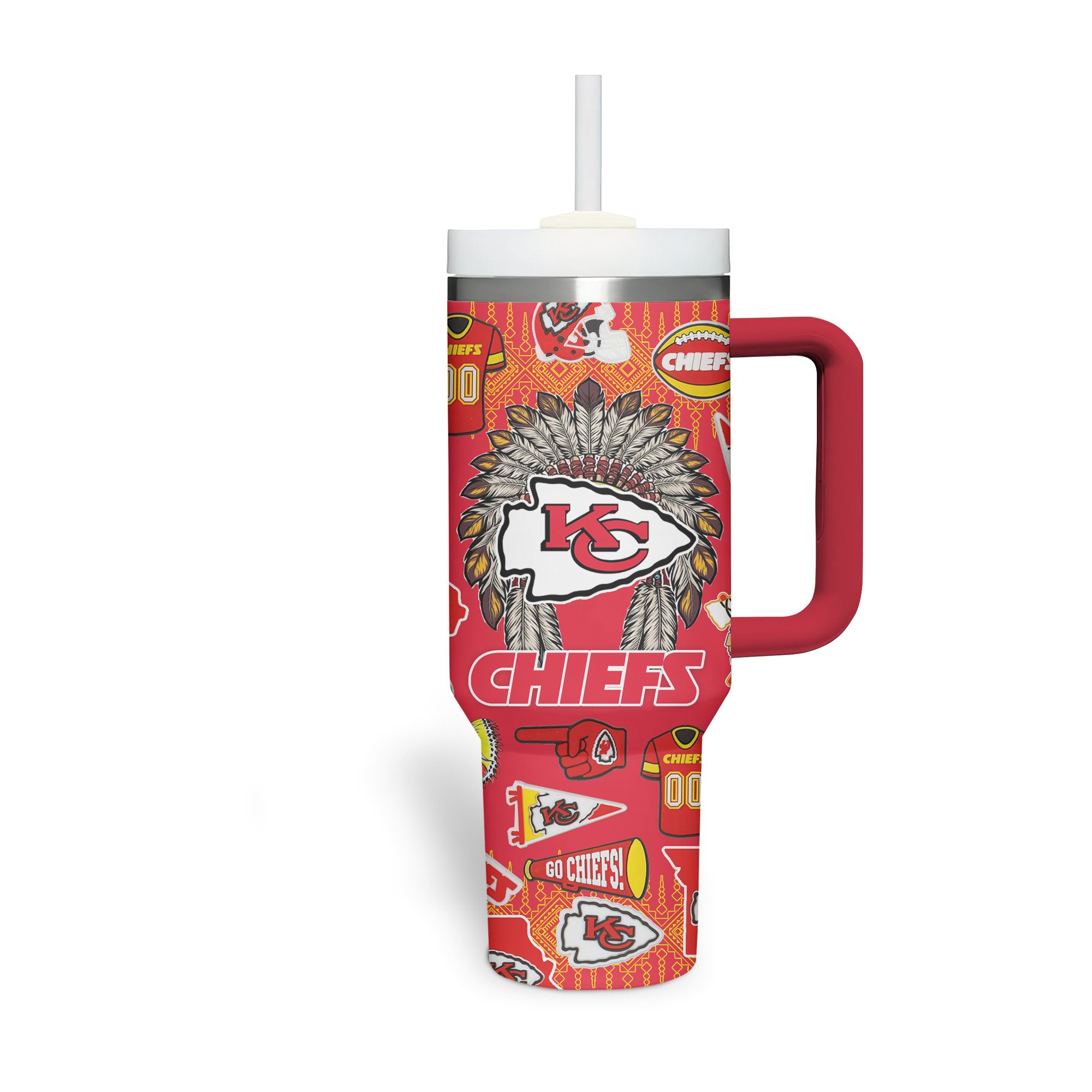 Kansas City Chiefs NFL Custom Stanley Quencher 40oz Stainless Steel Tumbler With Handle