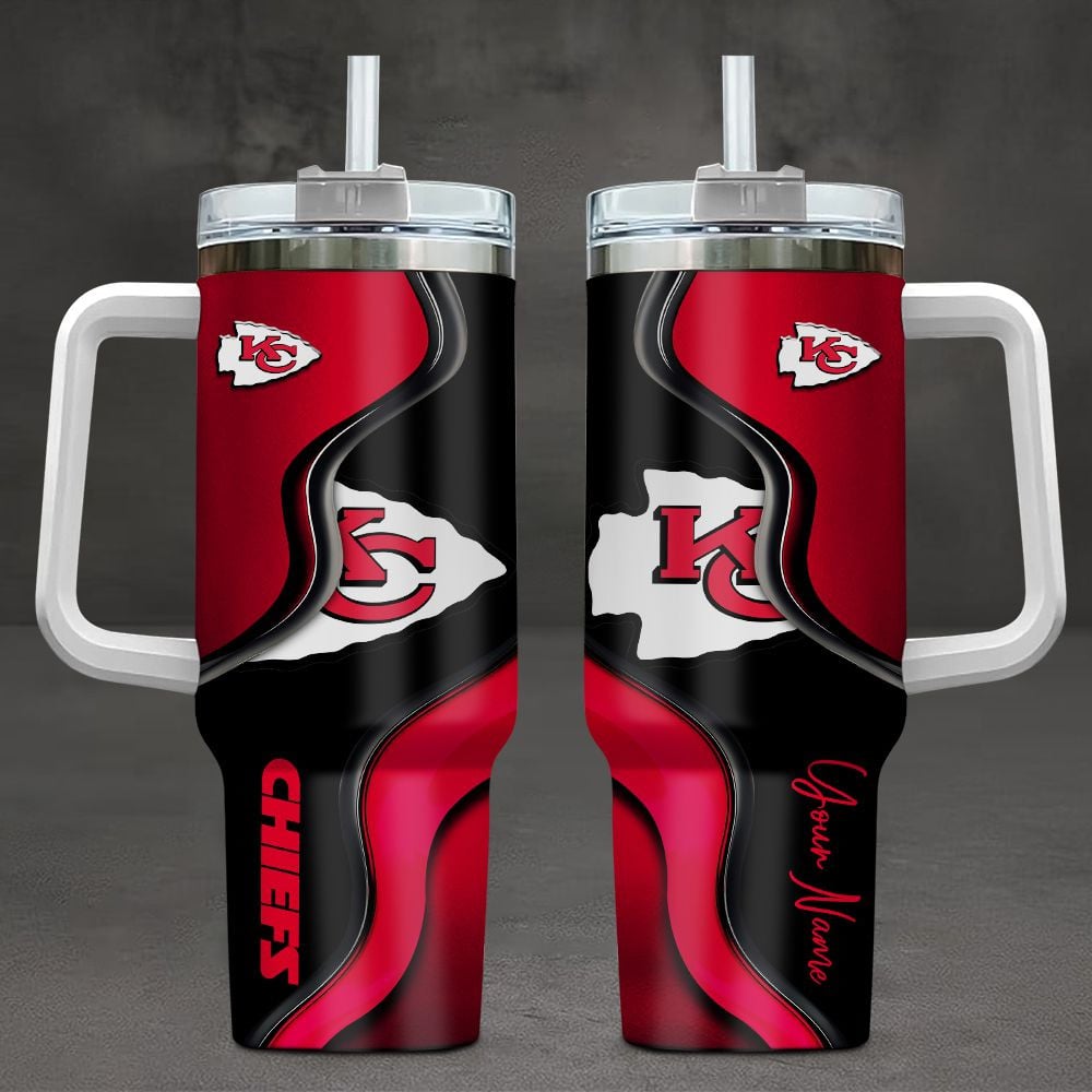 Kansas City Chiefs NFL Custom Stanley Quencher 40oz Stainless Steel Tumbler With Handle