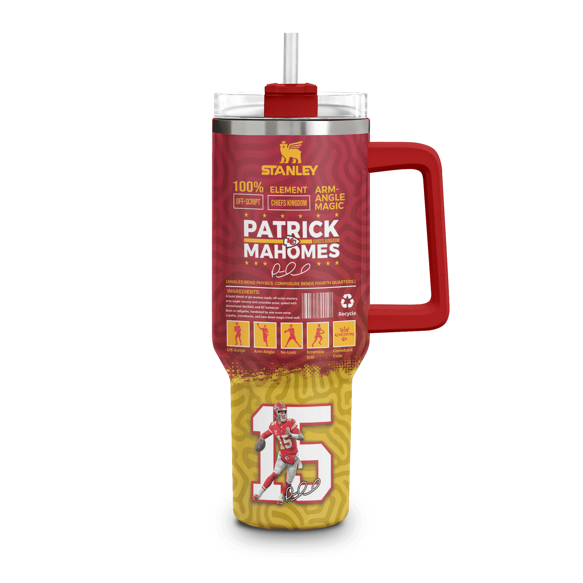 Kansas City Chiefs NFL Custom Stanley Quencher 40oz Stainless Steel Tumbler With Handle