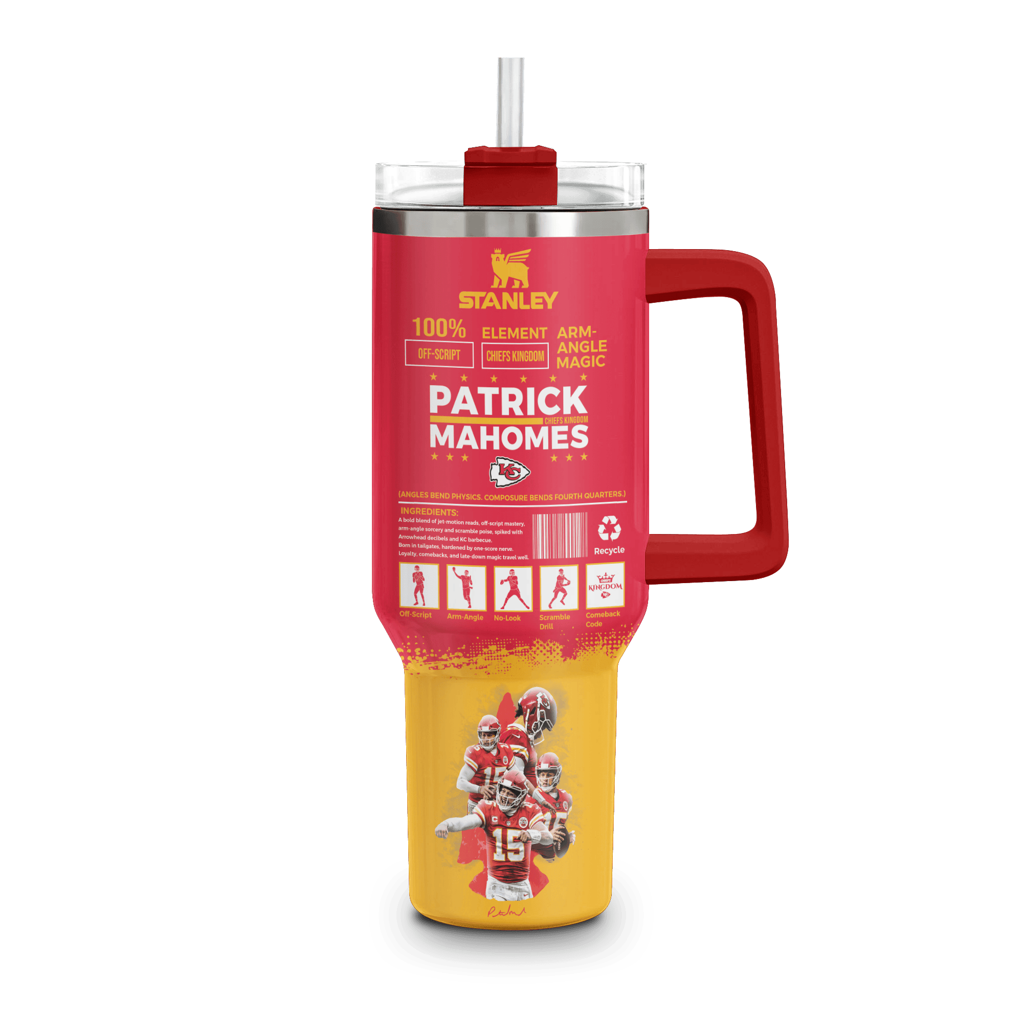 Kansas City Chiefs NFL Custom Stanley Quencher 40oz Stainless Steel Tumbler With Handle