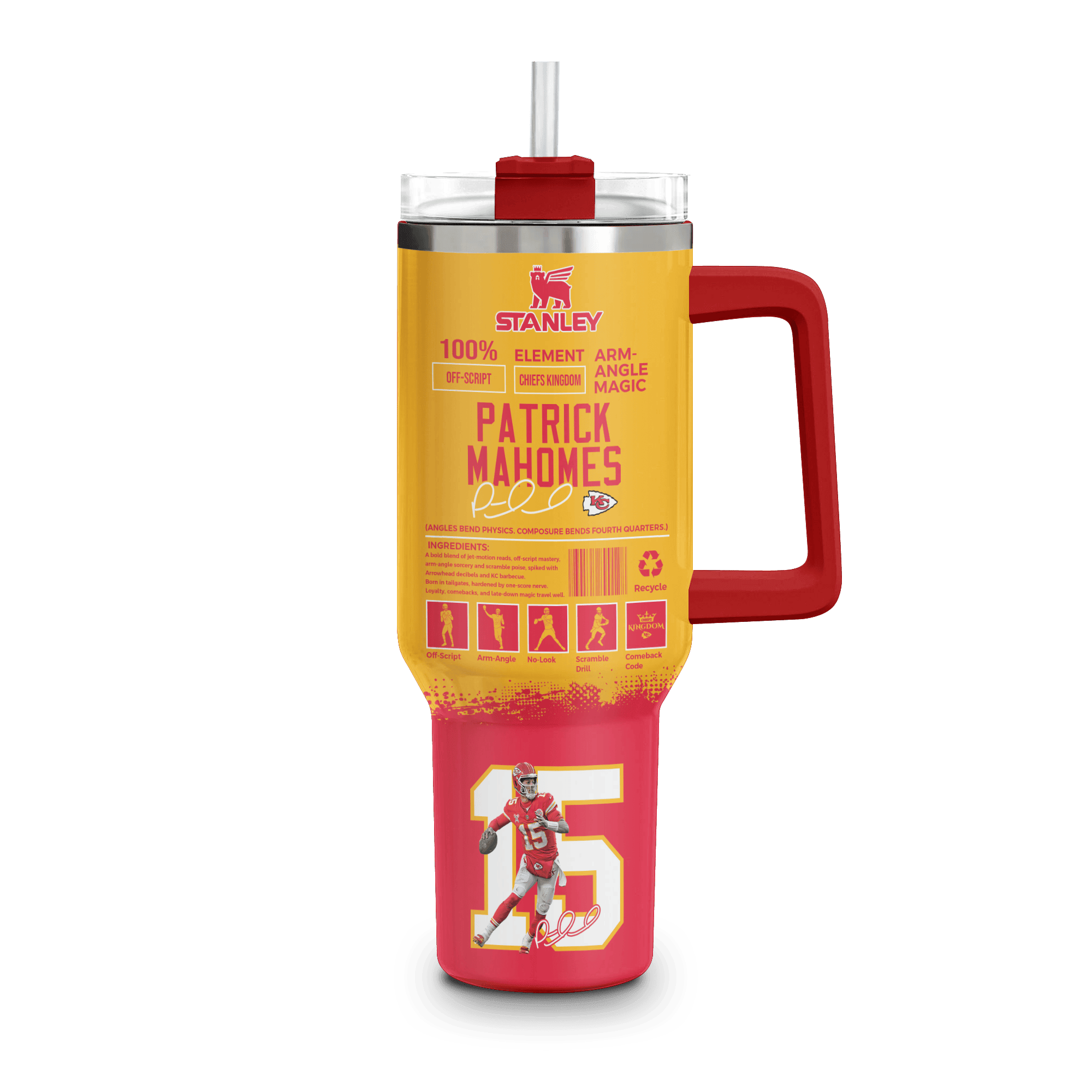 Kansas City Chiefs NFL Custom Stanley Quencher 40oz Stainless Steel Tumbler With Handle