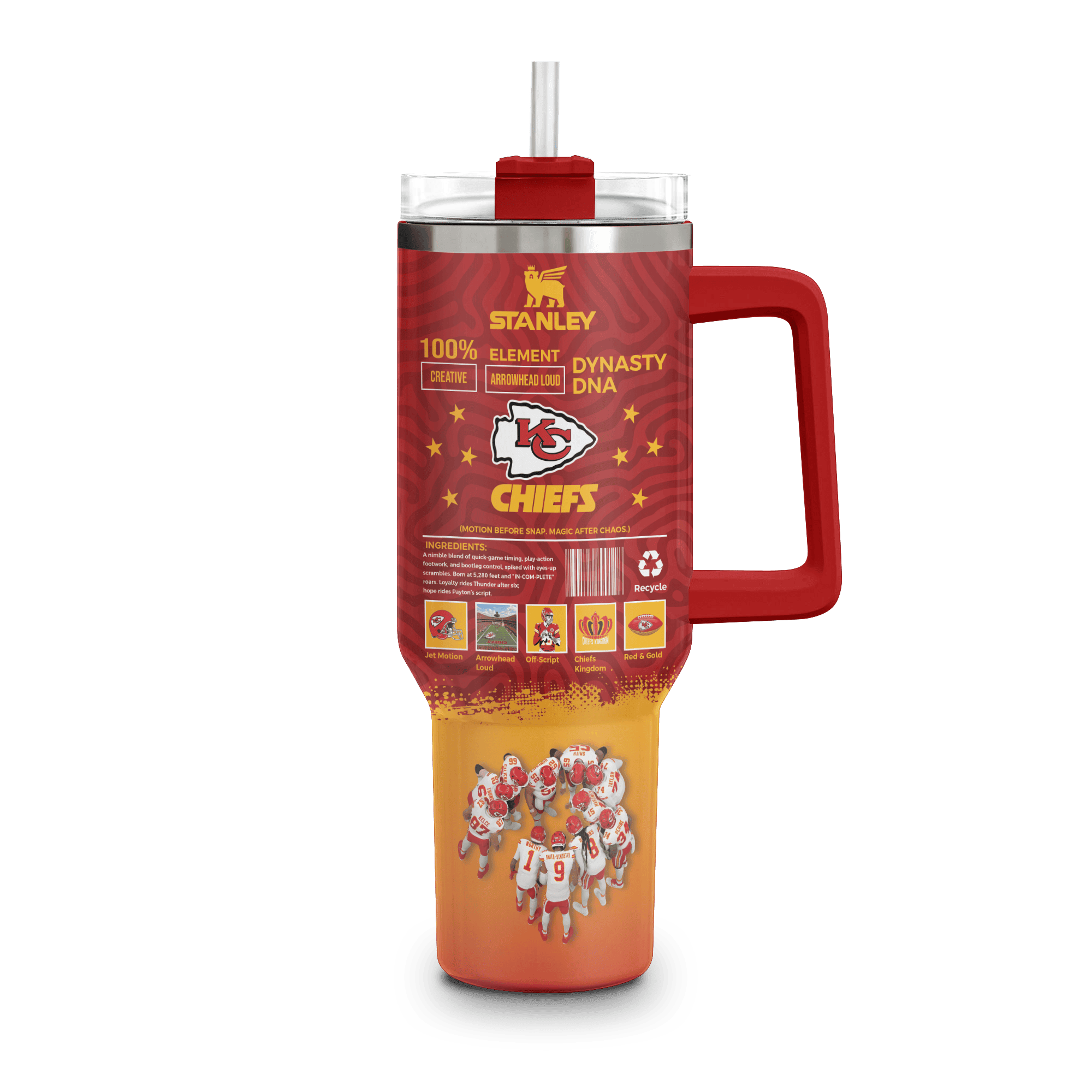 Kansas City Chiefs NFL Custom Stanley Quencher 40oz Stainless Steel Tumbler With Handle