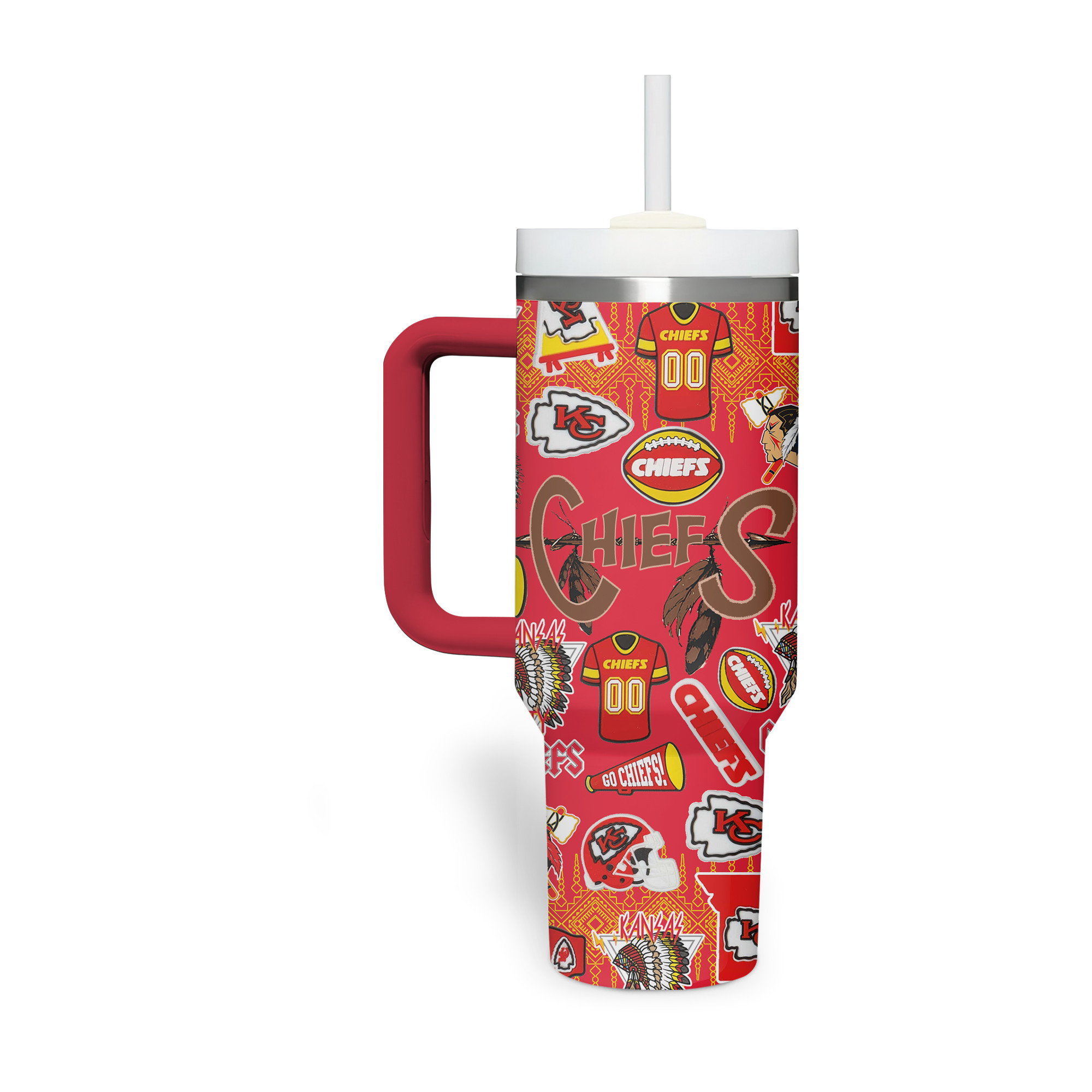 Kansas City Chiefs NFL Custom Stanley Quencher 40oz Stainless Steel Tumbler With Handle