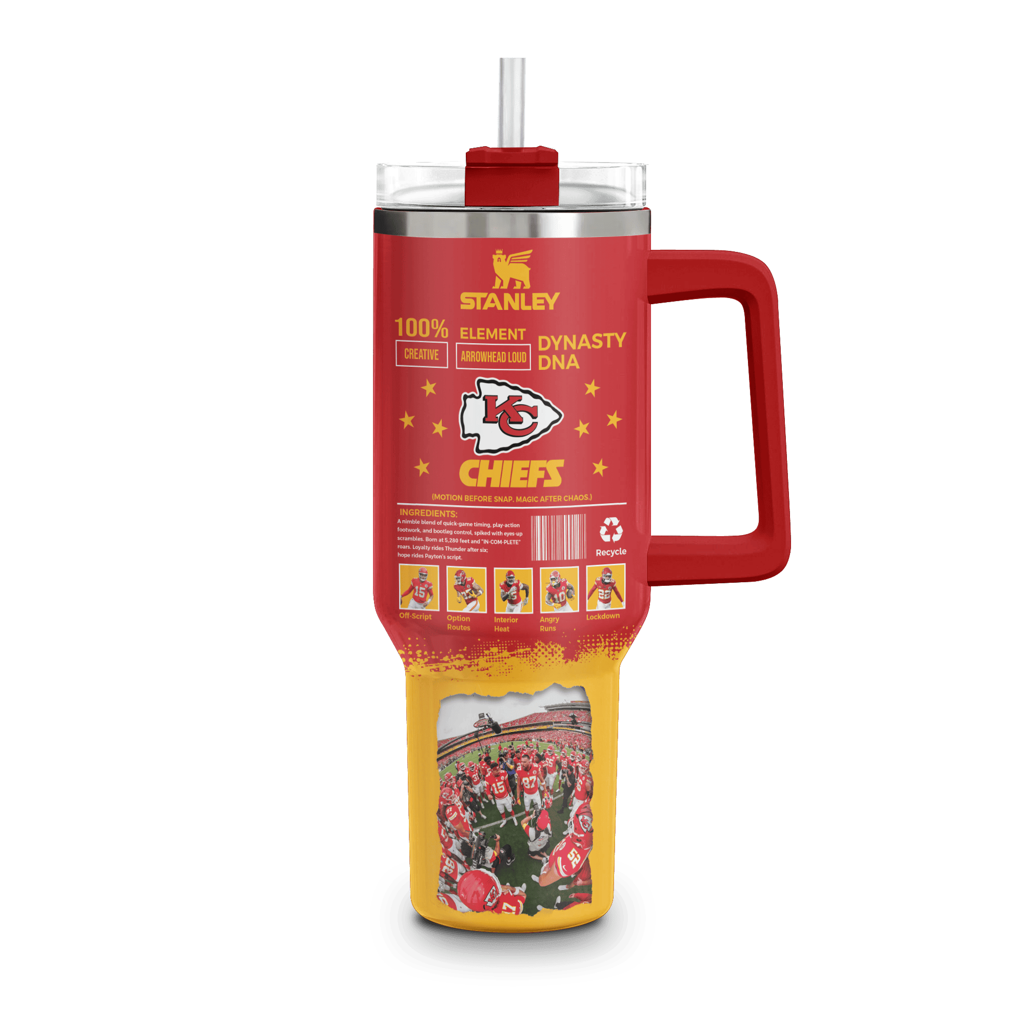 Kansas City Chiefs NFL Custom Stanley Quencher 40oz Stainless Steel Tumbler With Handle