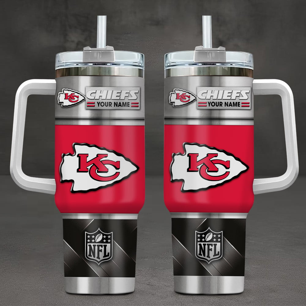 Kansas City Chiefs NFL Custom Stanley Quencher 40oz Stainless Steel Tumbler With Handle