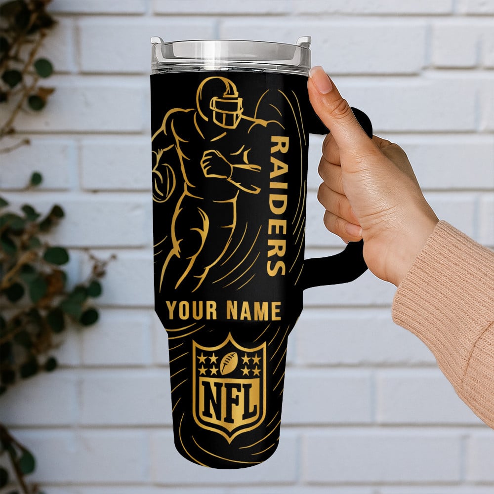 Las Vegas Raiders NFL Custom Stanley Quencher 40oz Stainless Steel Tumbler With Handle