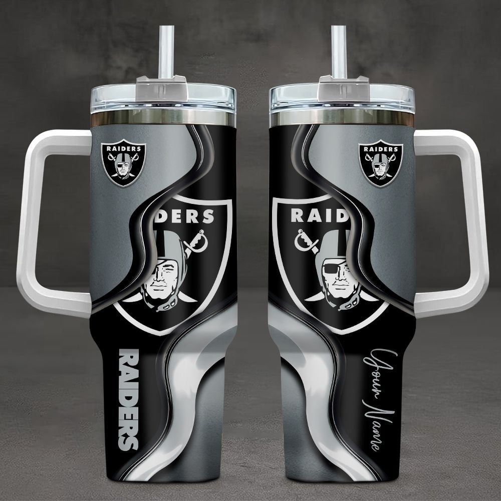 Las Vegas Raiders NFL Custom Stanley Quencher 40oz Stainless Steel Tumbler With Handle