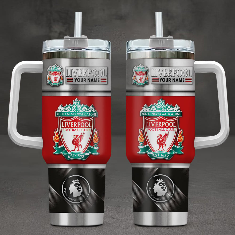 Liverpool F.C EPL Custom Stanley Quencher 40oz Stainless Steel Tumbler With Handle