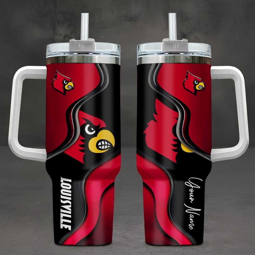 Louisville Cardinals NCAA Custom Stanley Quencher 40oz Stainless Steel Tumbler With Handle