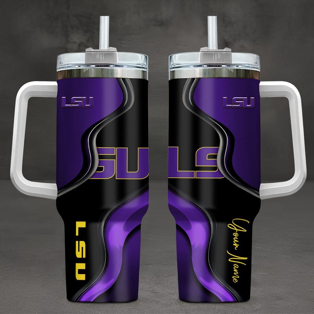 LSU Tigers NCAA Custom Stanley Quencher 40oz Stainless Steel Tumbler With Handle