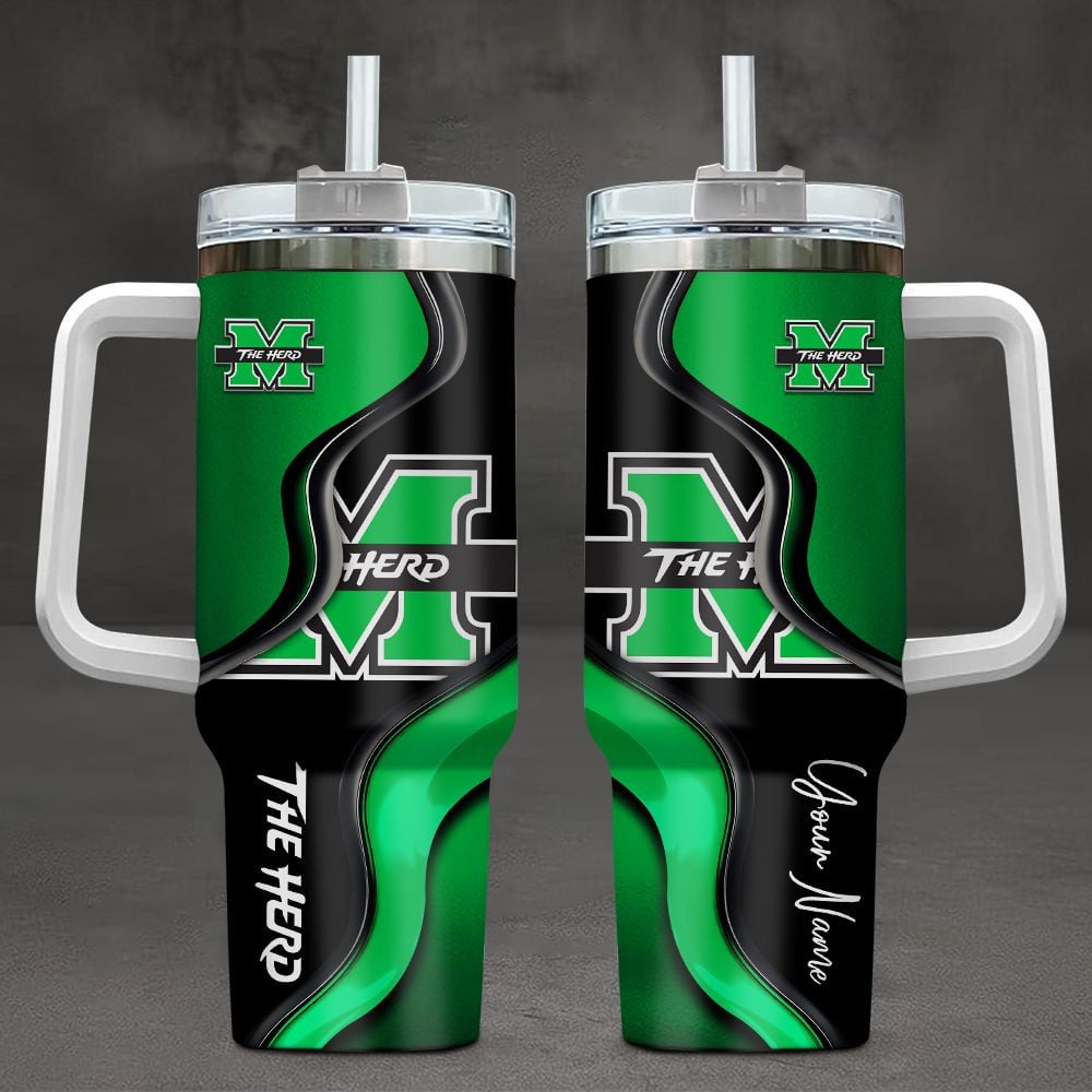 Marshall Thundering Herd NCAA Custom Stanley Quencher 40oz Stainless Steel Tumbler With Handle