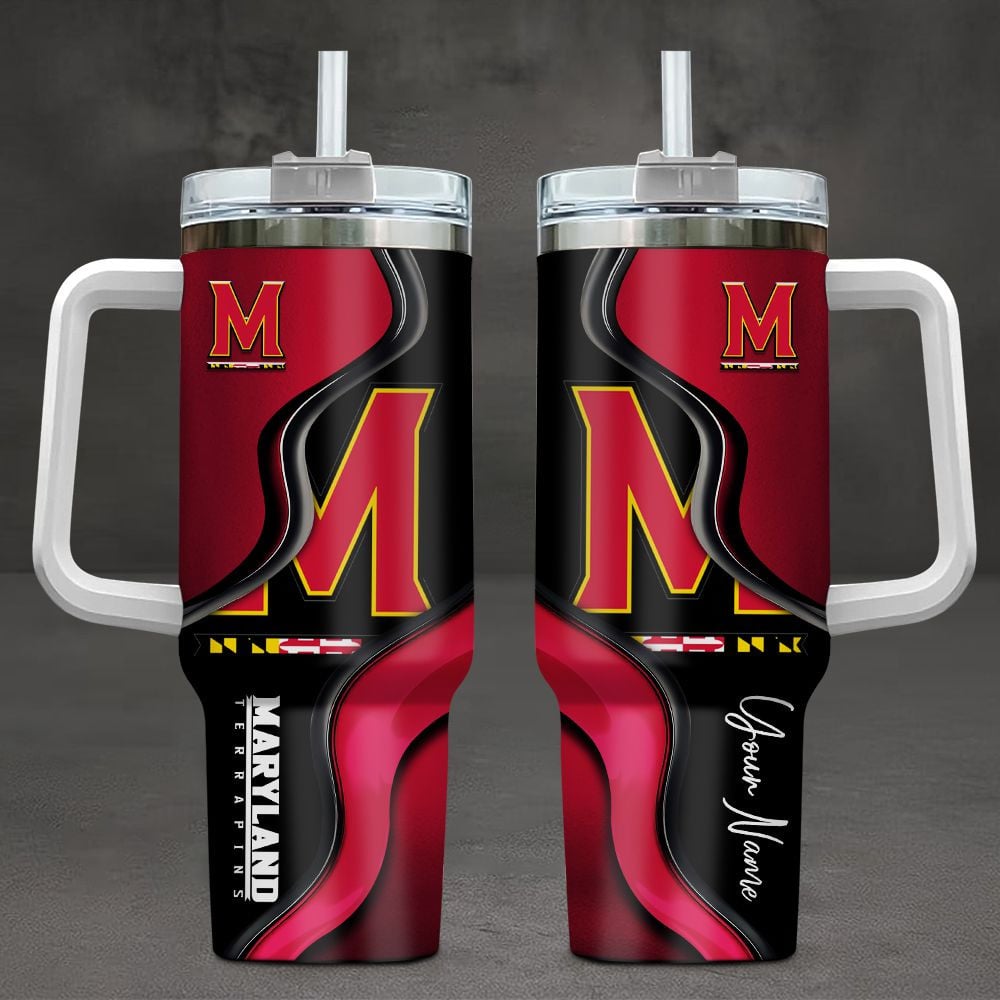 Maryland Terrapins NCAA Custom Stanley Quencher 40oz Stainless Steel Tumbler With Handle