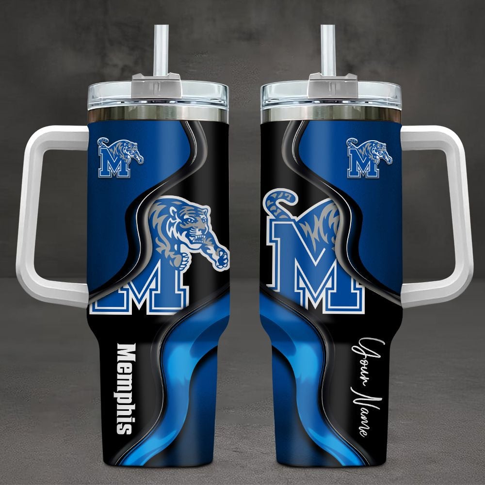 Memphis Tigers NCAA Custom Stanley Quencher 40oz Stainless Steel Tumbler With Handle